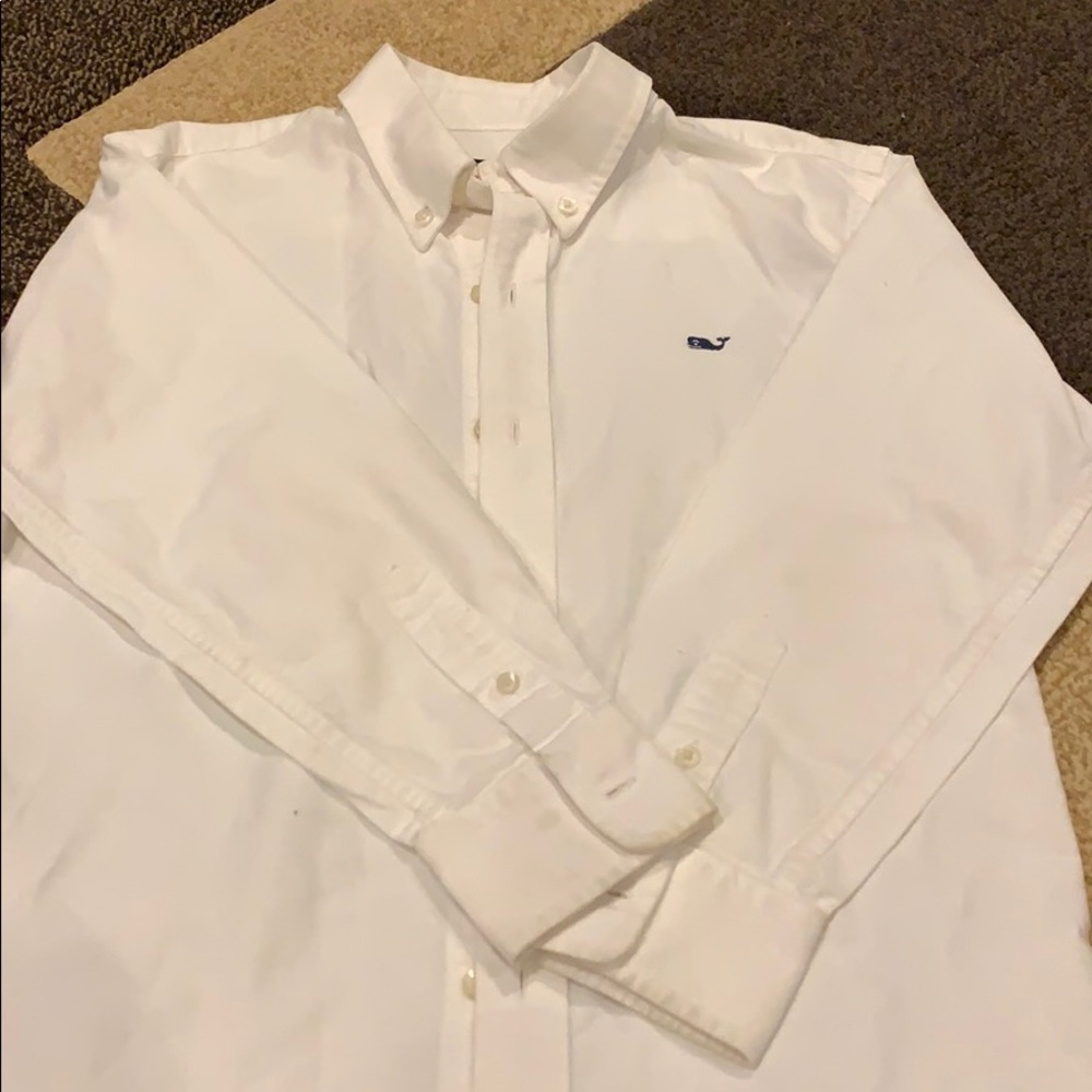 Boys youth small white Vineyard Vines Oxford